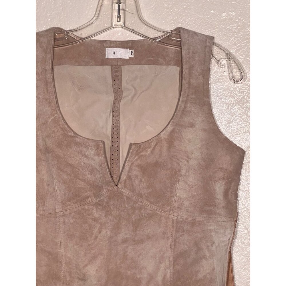 HIT P Size P Suede Leather Beige Vest Perforated Design Western Rodeo Tribal - Picture 7 of 16